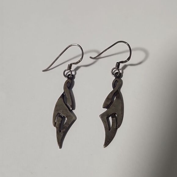 Sterling Silver Abstract Dangle Earrings 925 - Picture 1 of 4